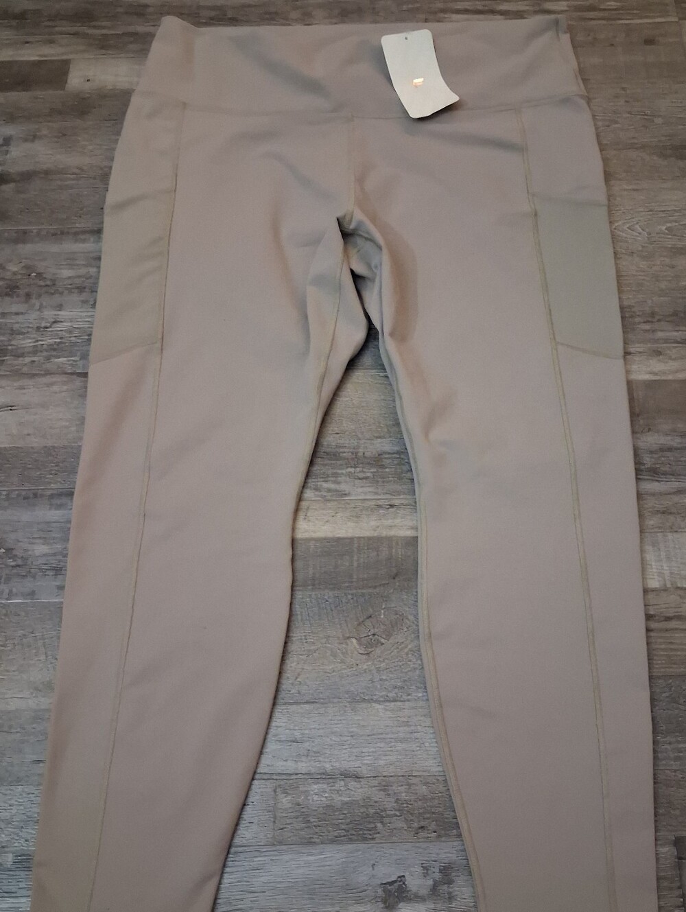Fabletics On-The-Go Leggings Women's Size 3X Beige High Waisted Gym Activewear